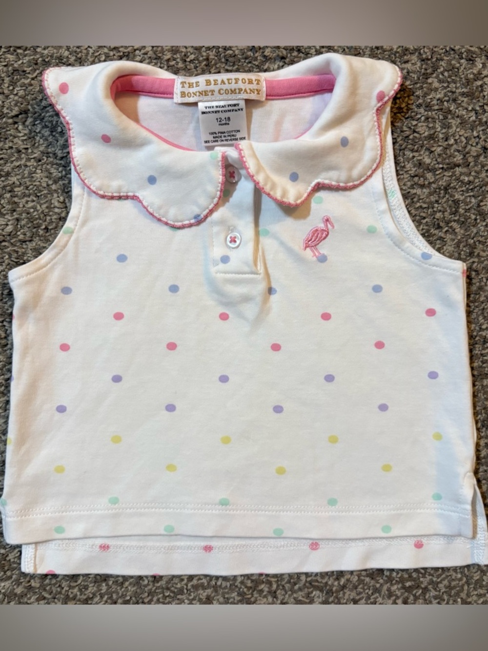 The Beaufort Bonnet Company White Tank with Pastel Polka Dots